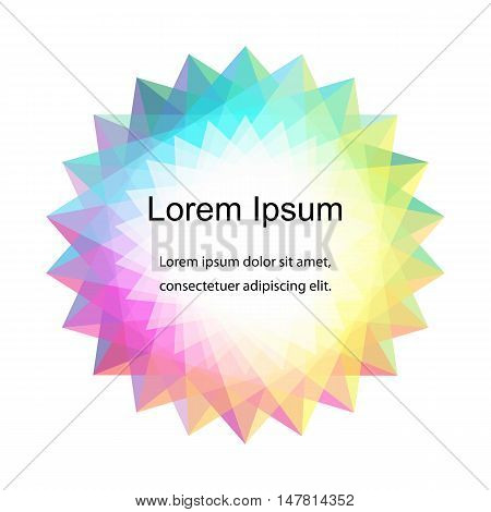 Rainbow Colored Transparent Polygonal Star. Template for , Fliers, Banners, Badges, Posters, Stickers and Advertising Actions. Abstract Background. Vector Illustration.