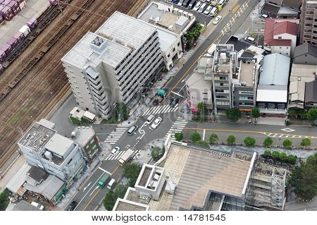 Panoráma čtvrti Umeda. Osaka, Japonsko.