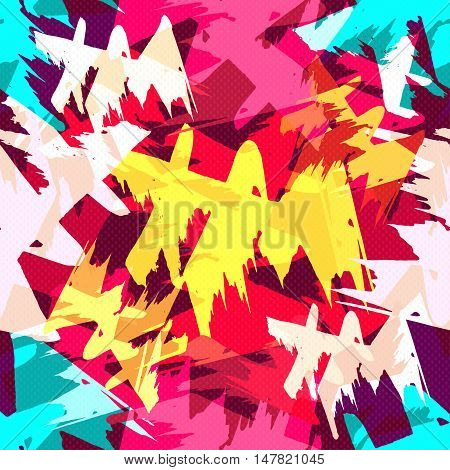 grunge colored graffiti seamless pattern vector illustration