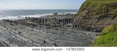 Low Tide at Welcombe Mouth Beach and Headland Devon