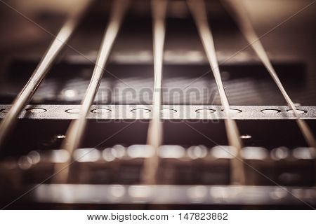 Strings Of A Jazz Bass Guitar