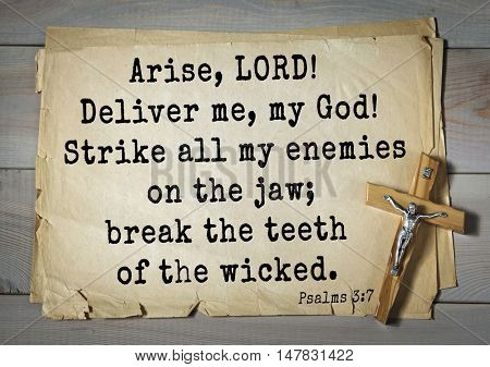 TOP-1000.  Bible verses from Psalms.Arise, LORD! Deliver me, my God! Strike all my enemies on the jaw; break the teeth of the wicked. 