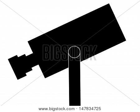 Warning sign for CCV-TV in action. Black on white.