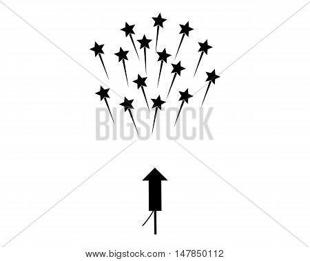 Roket And Stars On White