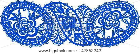 Antique Swiss embroidery design no. 001  in blue looks like beautiful lace