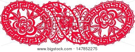Antique Swiss embroidery design no. 001 in red looks like beautiful lace