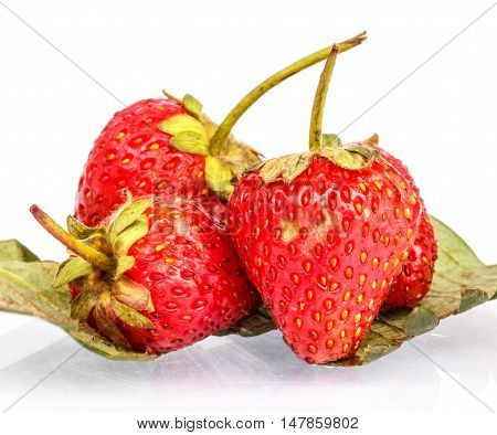 The Strawberries red beautiful on white background.
