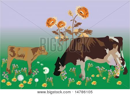 꽃과 함께 필드에 그림 소