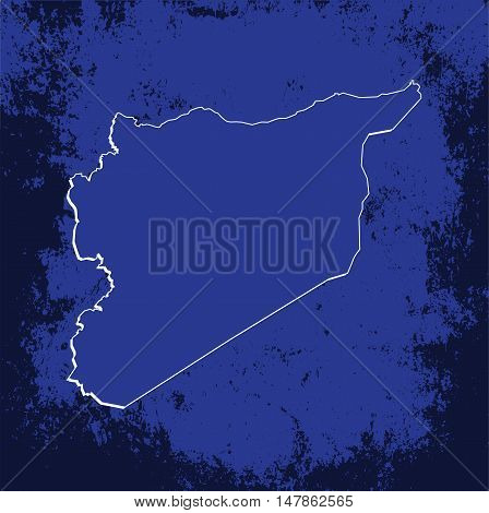 3D Vector Syria Map Blueprint Grunge Outline