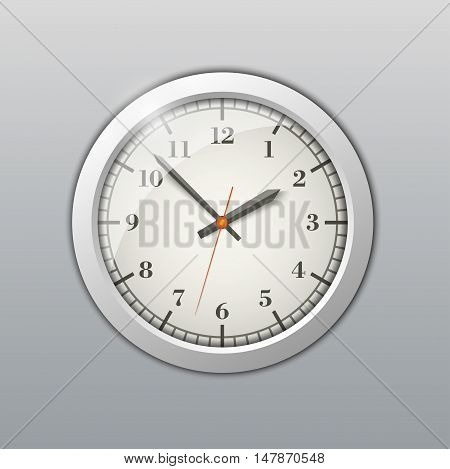 Round wall clock. Realistic vector illustration of wall clock