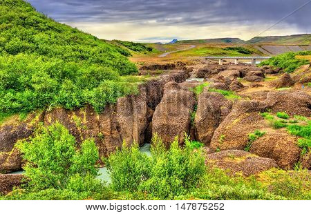 Bruarhlod Canyon of the Hvita river near Gullfoss Waterfall in Iceland