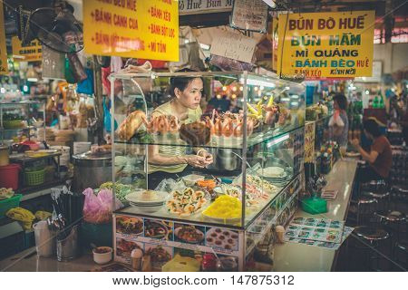 SAIGON VIETNAM JUNE 26 2016: inside the Ben Thanh Market in Saigon.