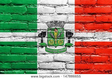 Flag Of Osasco, Brazil, Painted On Brick Wall