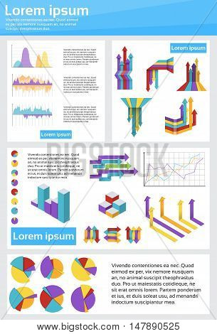 Graph Set Finance Diagram Infographic Icon Financial Business Chart Flat Vector Illustration
