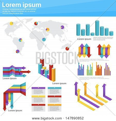 Graph Set Finance Diagram Infographic Icon Financial Business Chart Flat Vector Illustration