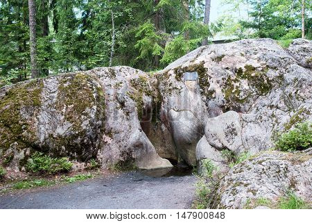 Imatra. Finland. Giant kettle holes in Kruununpuisto Park near Imatrankoski Rapid. It is a result of erosion by water of The Vuoksi River from thousands years ago.