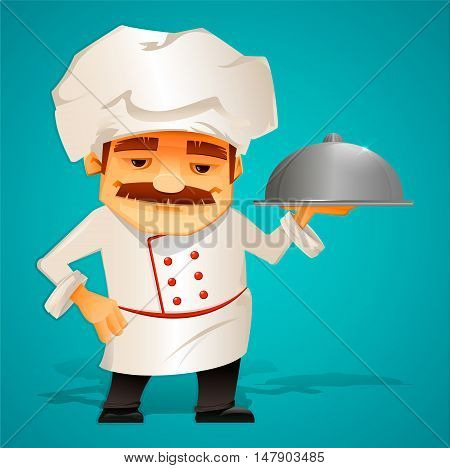 Master Chef. Cook. Character. Beautiful cartoon style. Stock vector illustration