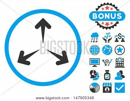 Expand Arrows icon with bonus design elements. Glyph illustration style is flat iconic bicolor symbols, blue and gray colors, white background.