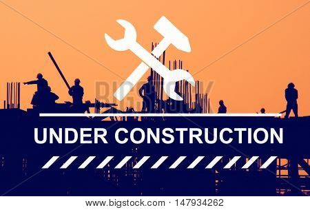 Under Construction Warning Sign Icon Concept
