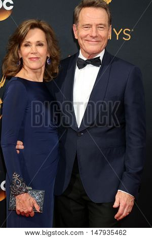 LOS ANGELES - SEP 18:  Bryan Cranston, Robin Dearden at the 2016 Primetime Emmy Awards - Arrivals at the Microsoft Theater on September 18, 2016 in Los Angeles, CA