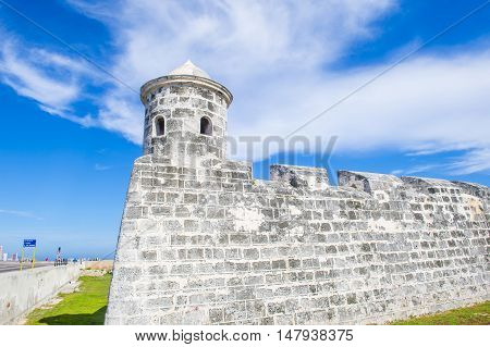 HAVANA CUBA - JULY 18 : The Morro castle in Havana Cuba on July 18 2016. The castle was built by the Spaniards in the years 1589 to 1630