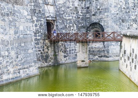 HAVANA CUBA - JULY 18 : The Morro castle in Havana Cuba on July 18 2016. The castle was built by the Spaniards in the years 1589 to 1630