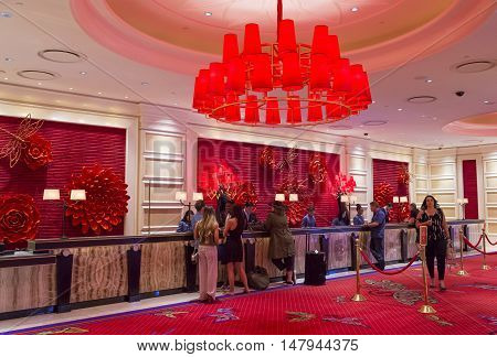 LAS VEGAS - MAY 21 : The interior of Encore Hotel and casino in Las Vegas on May 21 2016. The hotel has 2716 rooms and opened in 2005.