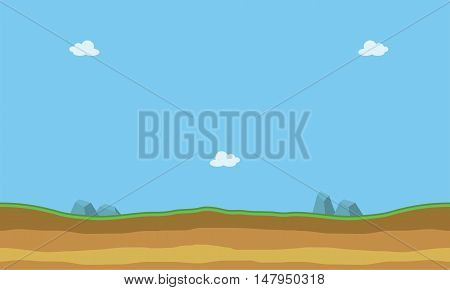 Cartoon flat landscape for game backgrounds silhouette vector art