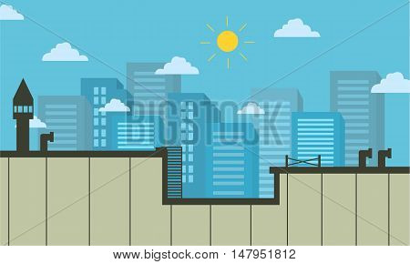 Vector city landscape of silhouette for game backgrounds