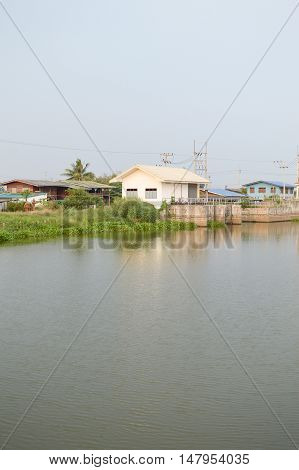 close up khlong Preng river in Chachoengsao Thailand