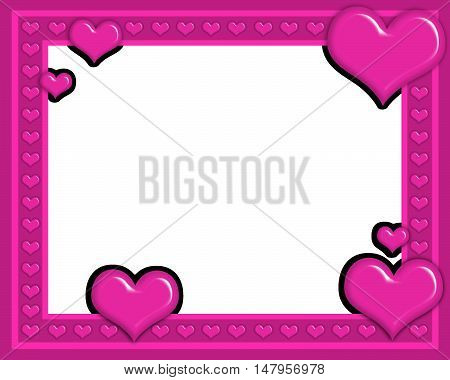 Pink transparency frame with pink hearts for photos