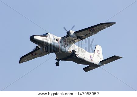 CHIANGMAI, THAILAND -JANUARY 7 2013: 1114 Dornier 228 of Royal Thai Navy. Landing to Chiang mai international airport. Chiangmai, thailand.