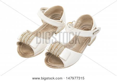 old baby shoes isolated on white background