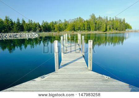 Jetty on Lake Huron at Presque Isle, MI, USA