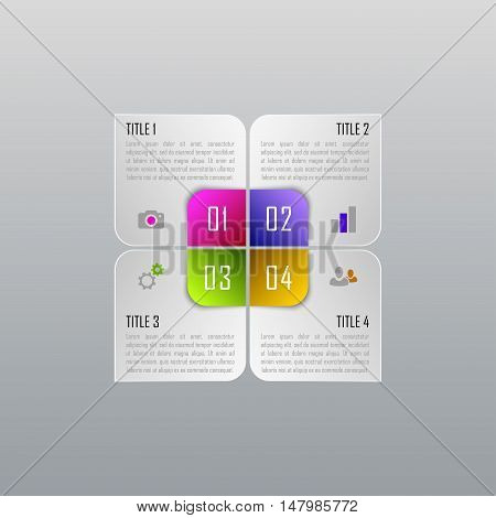Infographic business concept with 4 options, parts, steps. Vector Infographic can be used for diagram, number options, web design, chart