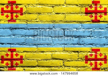 Flag Of Popayan, Colombia, Painted On Brick Wall