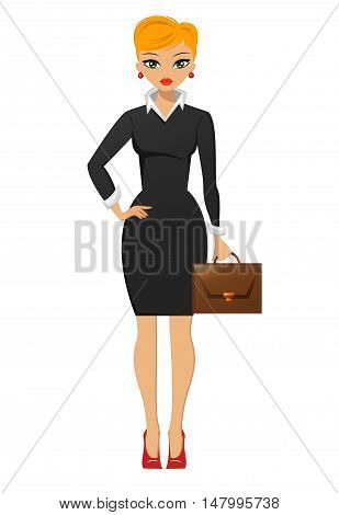 Beautiful businesswoman, cartoon style vector illustration. EPS10