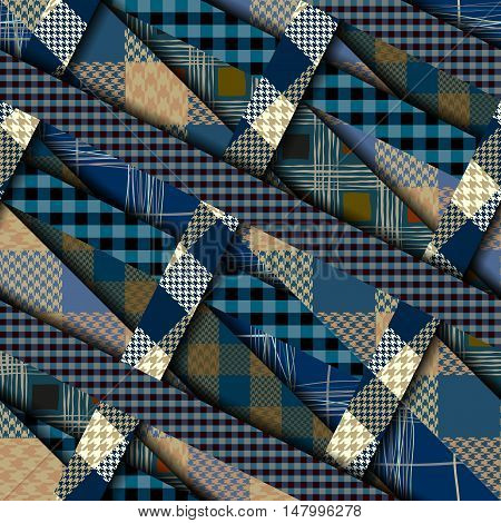 Seamless background pattern. Diagonal strips pattern in a trendy material design style. Plaid quilting ornament.