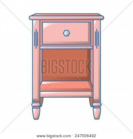 Small Bedside Table Icon. Cartoon Of Small Bedside Table Vector Icon For Web Design Isolated On Whit
