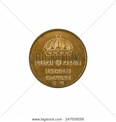 1 Swedish Oere Coin (1971) Reverse Isolated On White Background