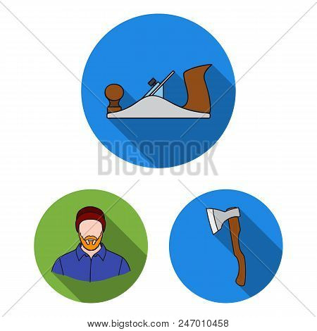 Sawmill And Timber Flat Icons In Set Collection For Design. Hardware And Tools Vector Symbol Stock  