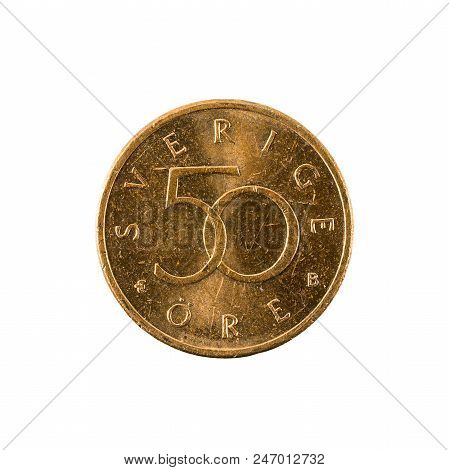 50 Swedish Oere Coin (2000) Obverse Isolated On White Background