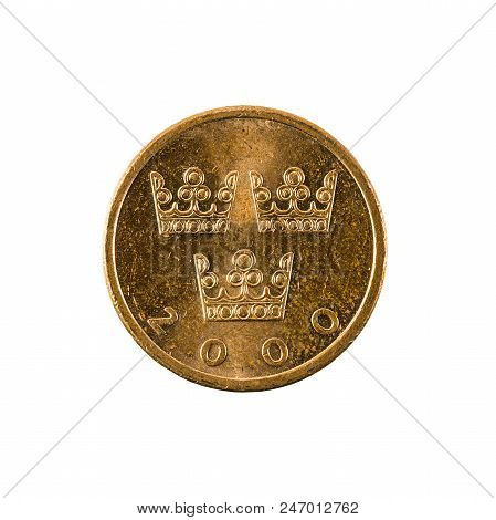 50 Swedish Oere Coin (2000) Reverse Isolated On White Background