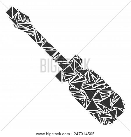 Screwdriver Mosaic Of Triangle Elements In Variable Sizes And Shapes. Vector Triangles Are Grouped I