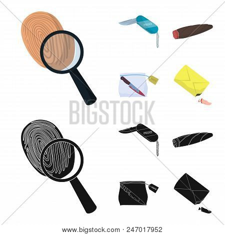 A Fingerprint Study, A Folding Knife, A Cigar Detective, A Crime Weapon Tool In The Package. Crime A
