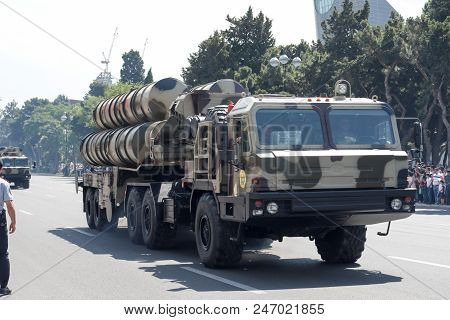 Baku, Azerbaijan - June 26 2018 - Military Parade In Baku, Azerbaijan On Army Day. Azerbaijan Celebr