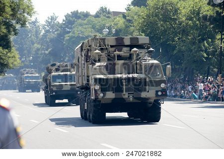 Baku, Azerbaijan - June 26 2018 - Military Parade In Baku, Azerbaijan On Army Day. Azerbaijan Celebr