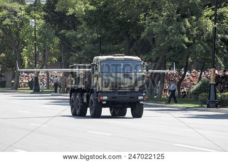 Baku, Azerbaijan - June 26 2018 - Military Parade In Baku, Azerbaijan On Army Day. Azerbaijan Celebr