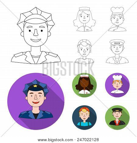 A Nurse , A Cook, A Builder, A Taxi Driver . People Of Different Professions Set Collection Icons In