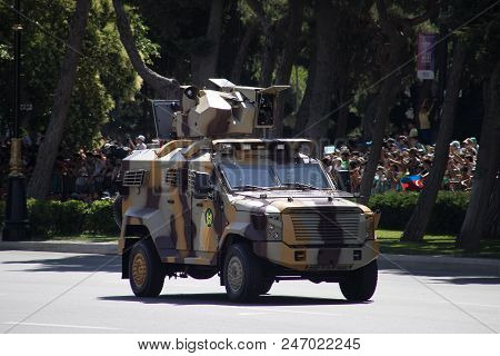 Baku, Azerbaijan - June 26 2018 - Military Parade In Baku, Azerbaijan On Army Day. Azerbaijan Celebr